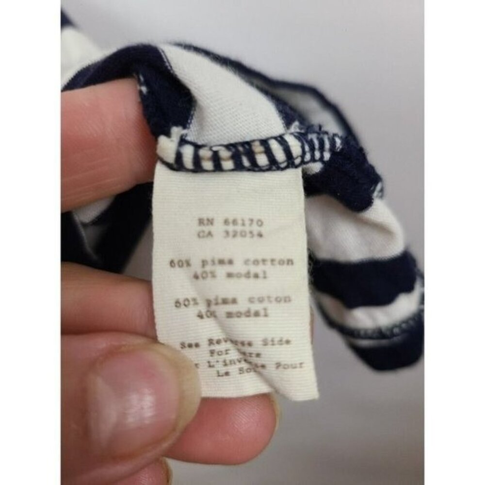 Anthropologie Little Yellow Button Womens Tank Top Small Navy White Striped BOHO - Picture 5 of 7